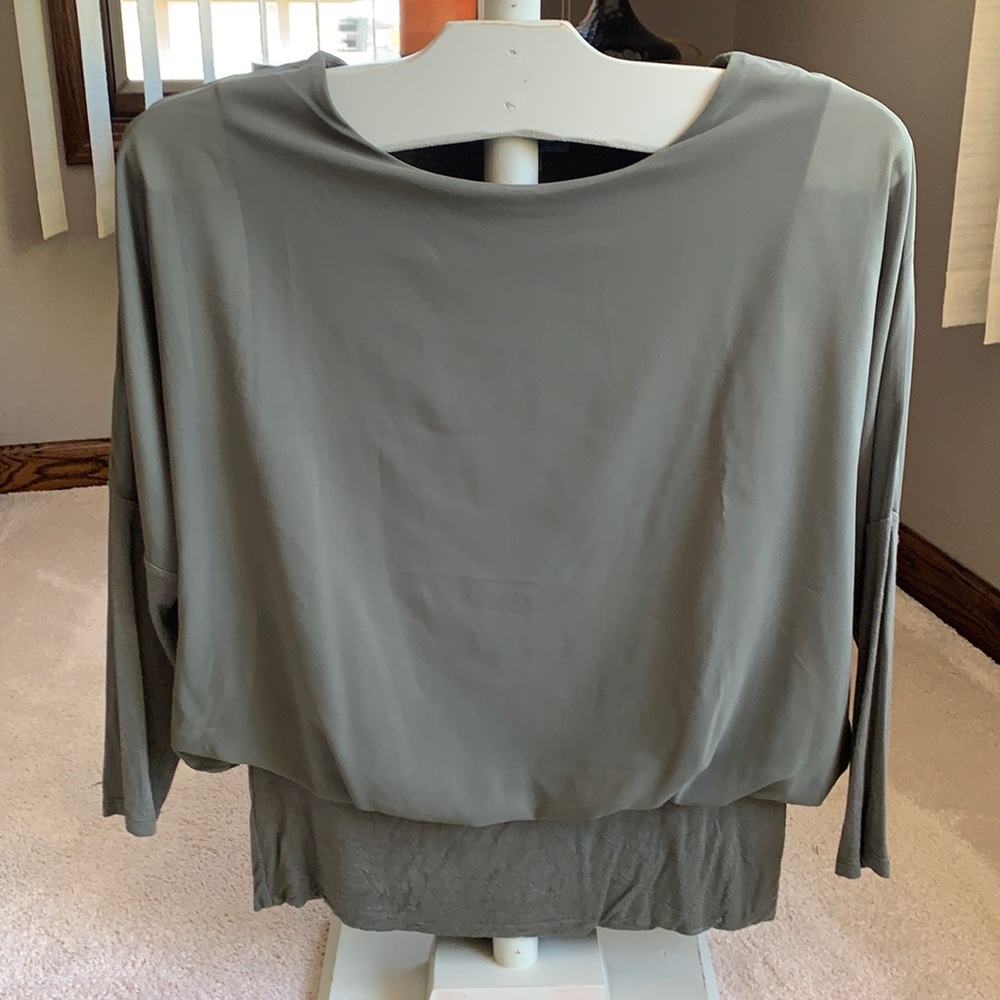 Joseph A sheer olive green top